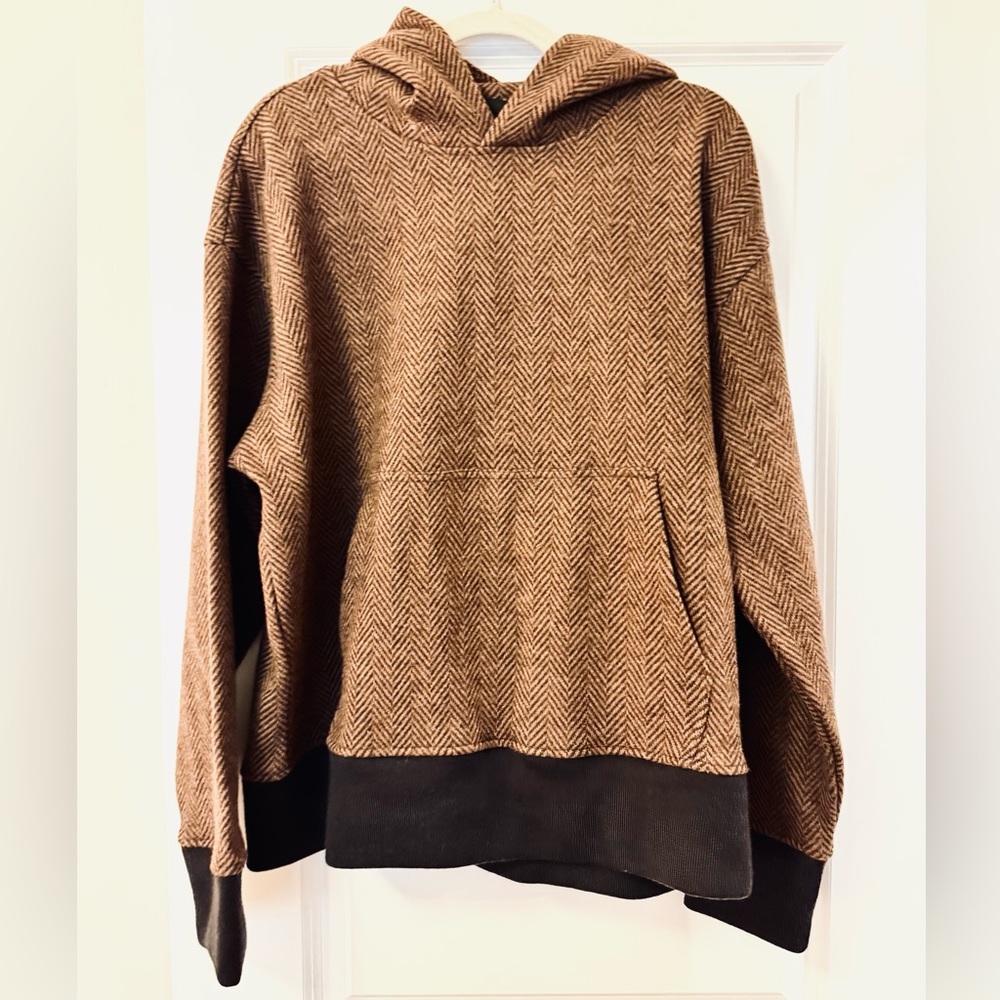 (Brand New!) Banana Republic Brown Herringbone Knit Sweater w/PouchPocket & Hood